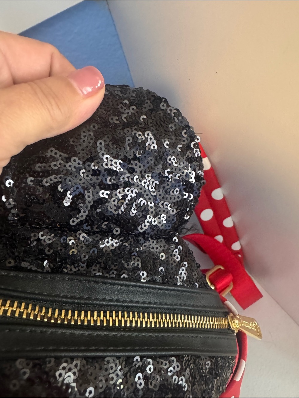 Loungefly Red and Black Minnie Mouse Polka Dot Mini Backpack - Picture 8 of 16